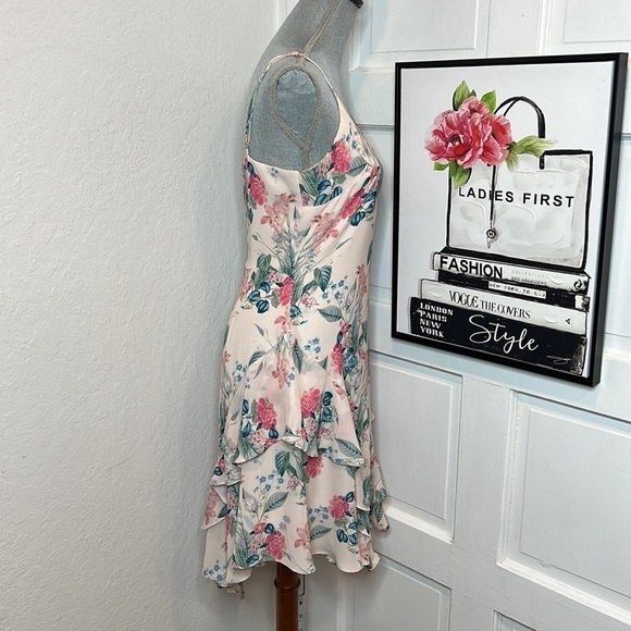 Parker Cream Floral Ruffle Tank Dress Size M - Picture 3 of 8